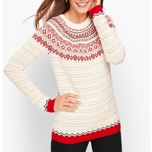 TALBOTS LAMBSWOOL DIAMOND FAIR ISLE SWEATER SIZE PP / WOMANS SIZE 0-2 pe…